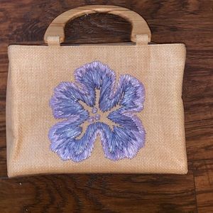 Sonoma Straw Bag with Lavender Flower